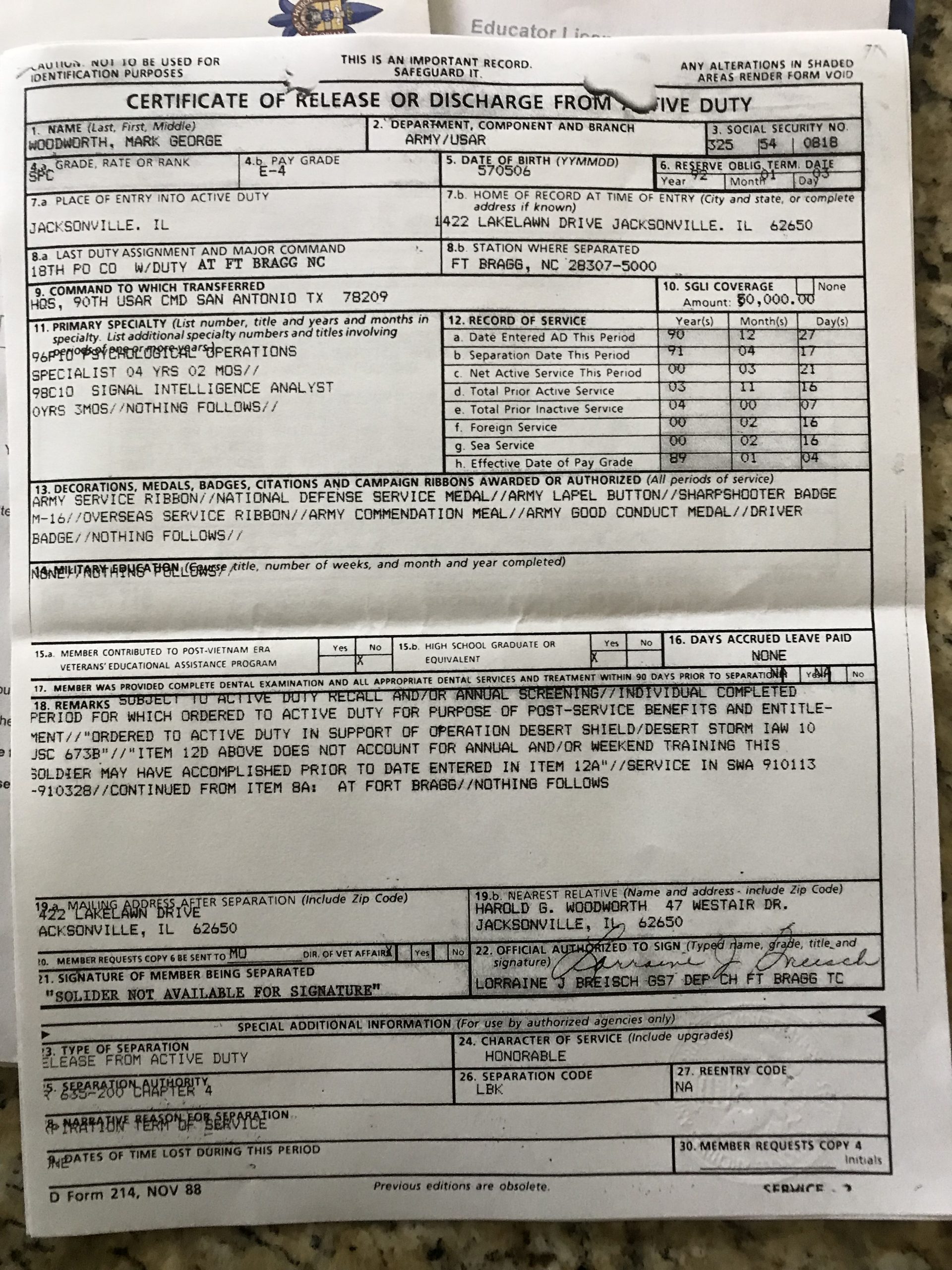 DD Form 214