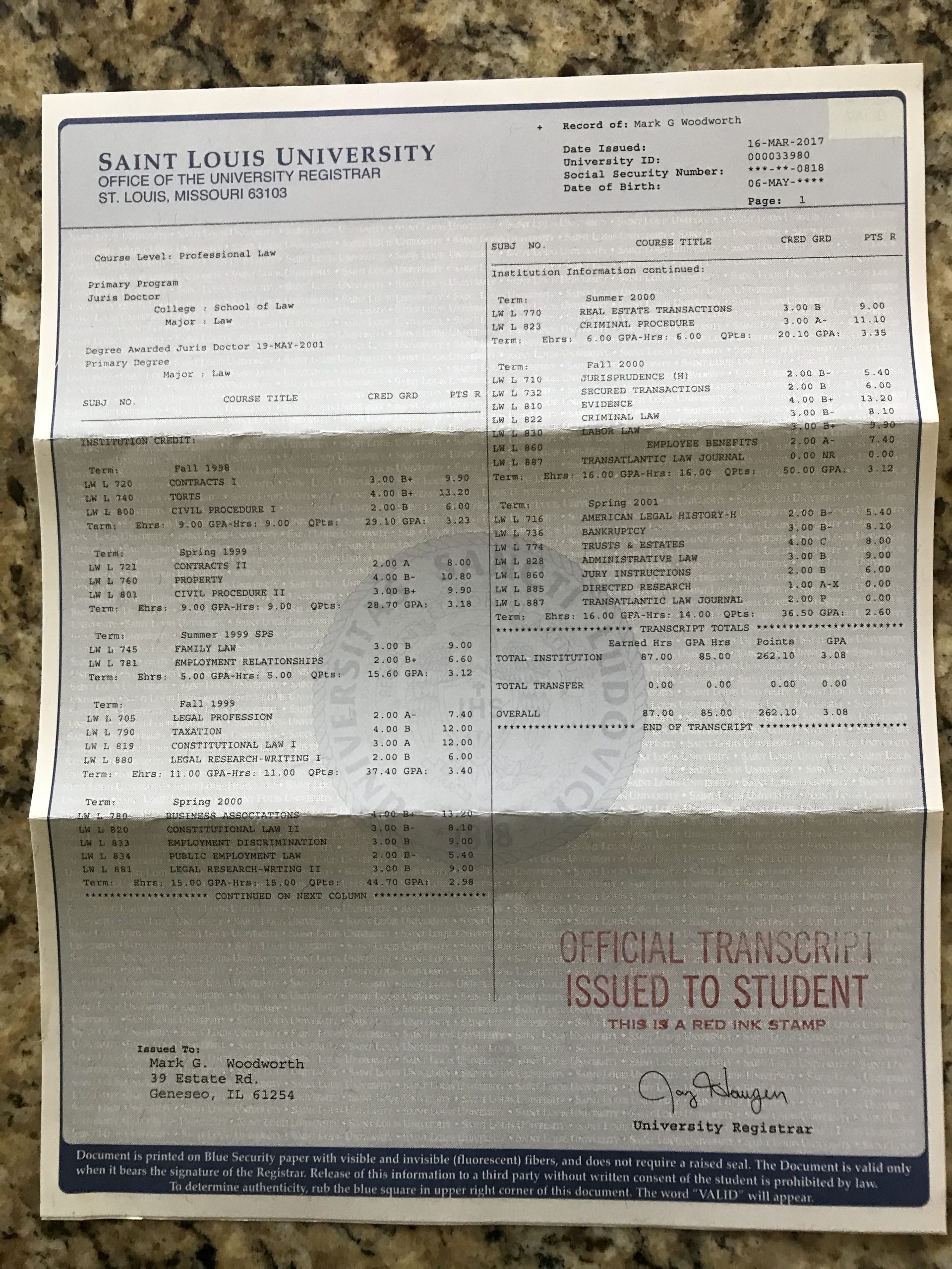 SLU Law transcript
