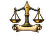 Woodworth Heritage emblem with a fountain pen, balanced scales, and parchment scroll